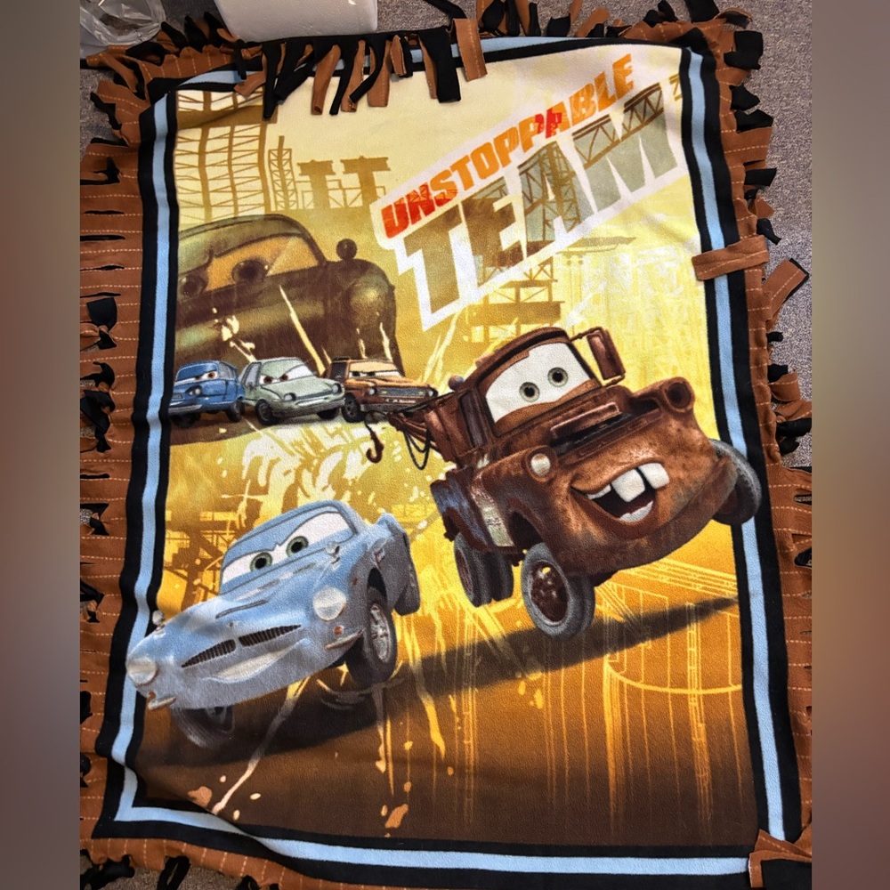 Disney Pixar Cars 'Unstoppable Team' Fleece Throw Blanket handmade